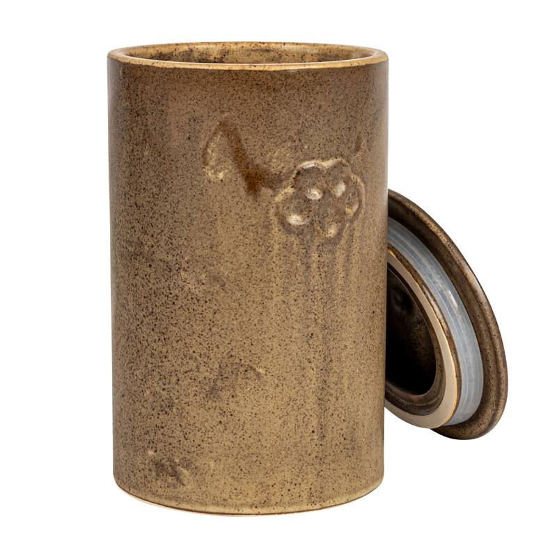Debossed Stoneware Treat Canister with Paw Print