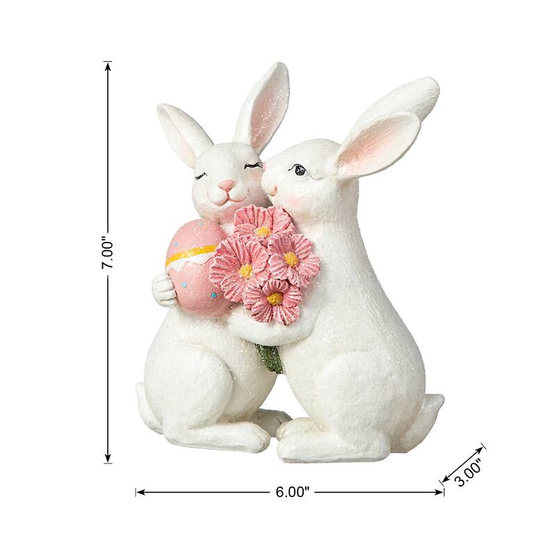 Glitzhome Easter Resin Bunny Table Decor Rabbit Figurines Lovely Gifts