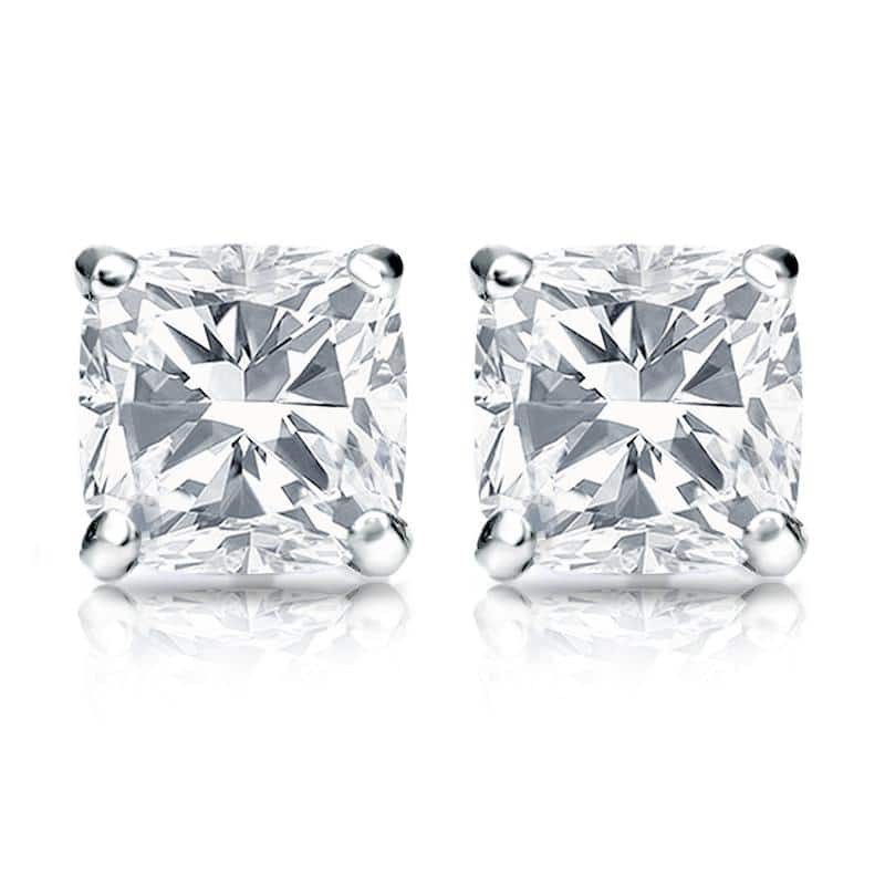 Auriya 14k Gold 2ctw Cushion Cut Diamond Stud Earrings (H-I, SI1-SI2)