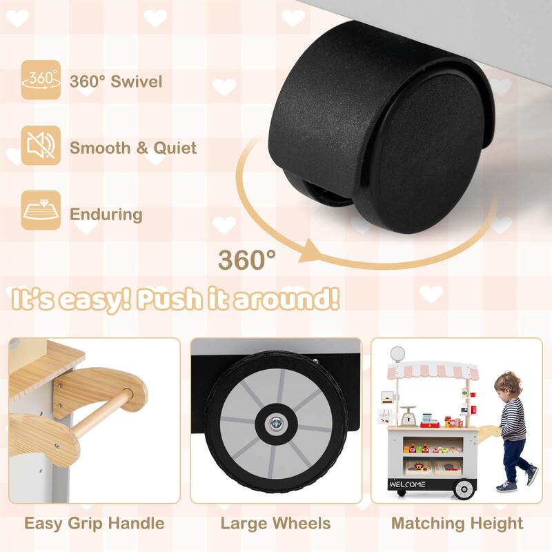 Costway Kids Snacks & Sweets Food Cart Kids Toy Cart Play Set with 30 - See Details