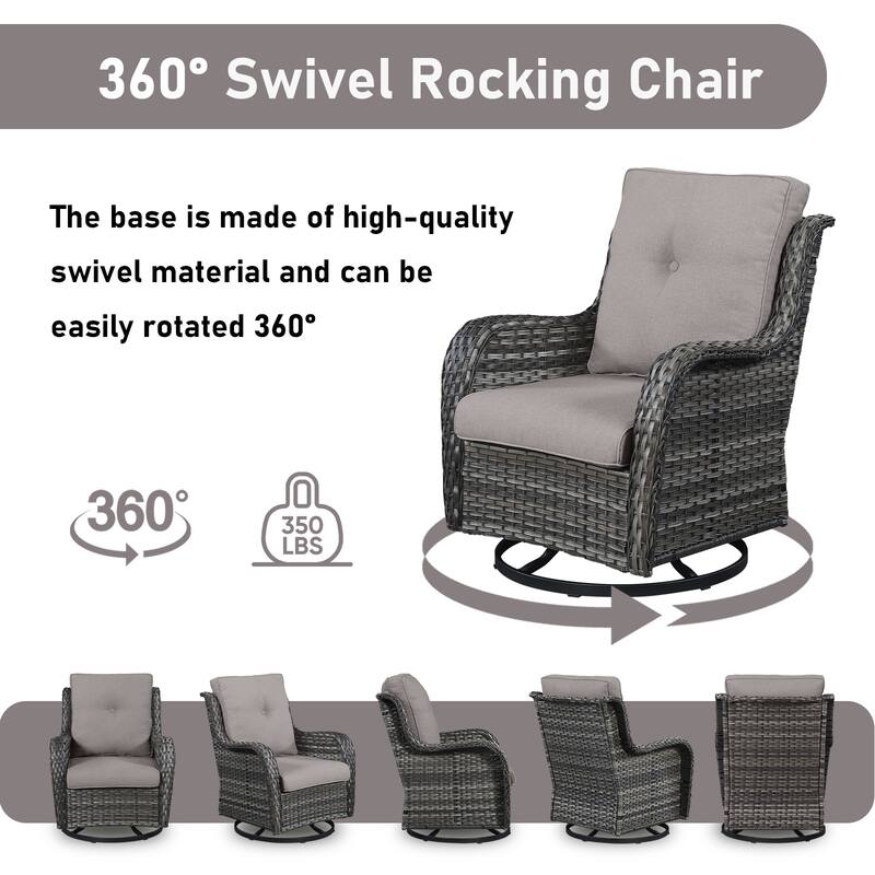Patio Loveseat with Swivel Chair and Coffee Table