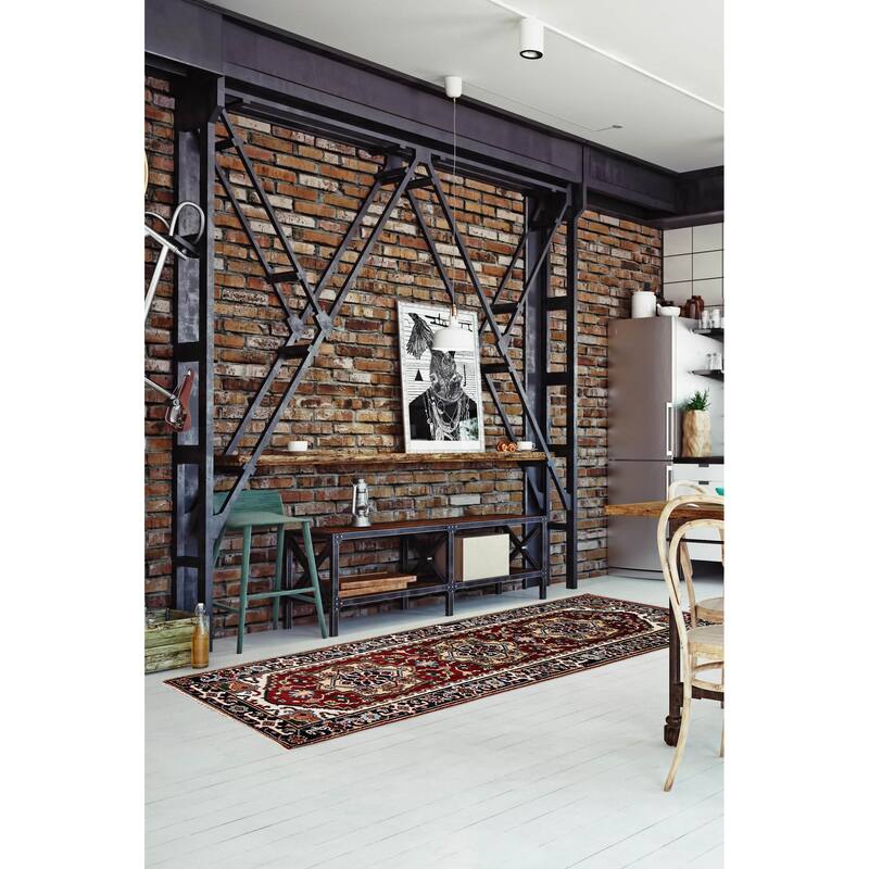 ECARPETGALLERY Hand-knotted Serapi Heritage Red Wool Rug - 2'6 x 7'9