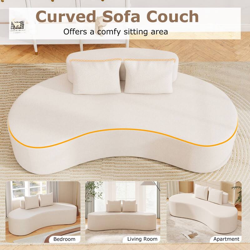 Costway 78.5" Sofa Couch Upholstered Curved Sofa with 2 Cozy Pillows - See Details
