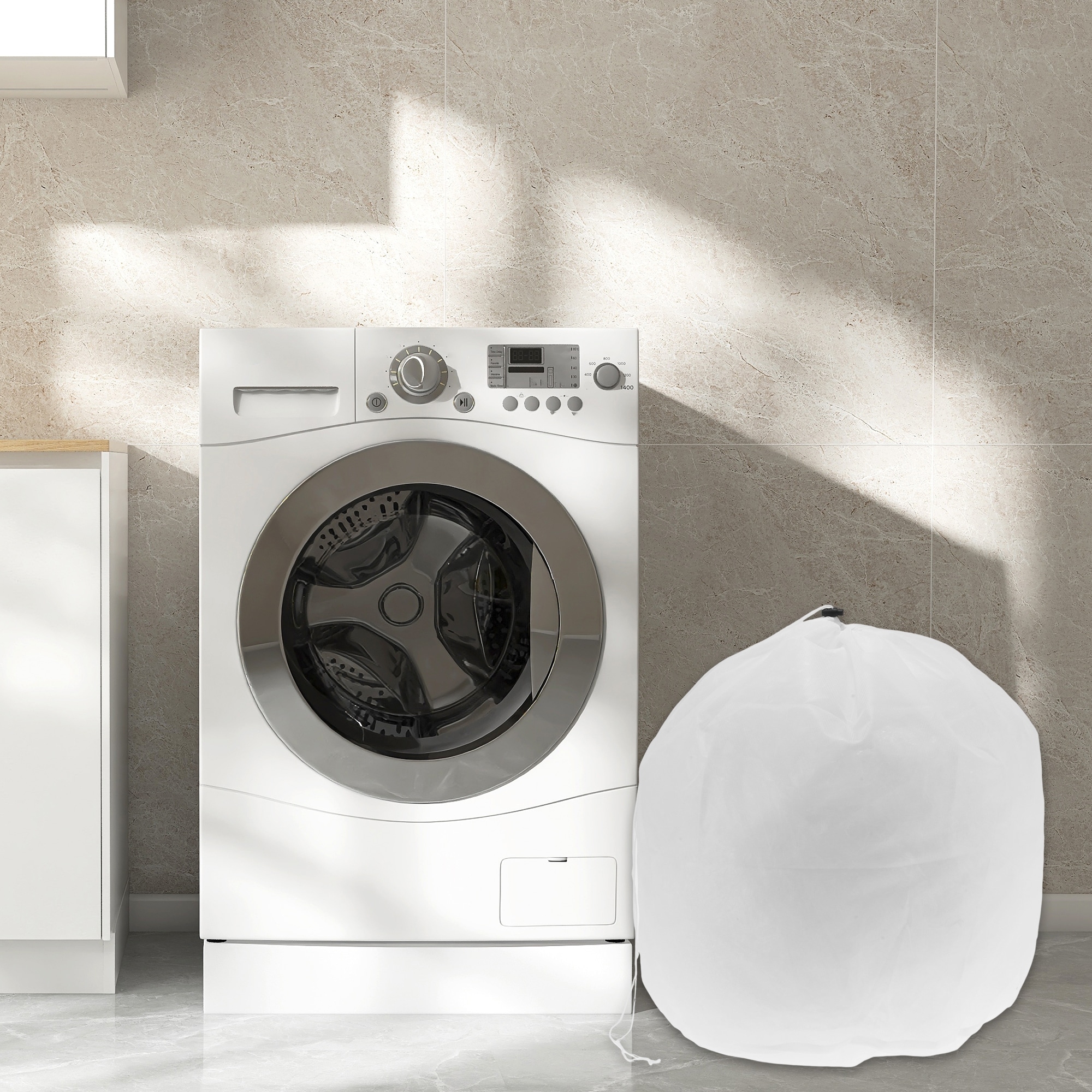 Drawstring S Laundry Bags for Laundry Room Bathroom White