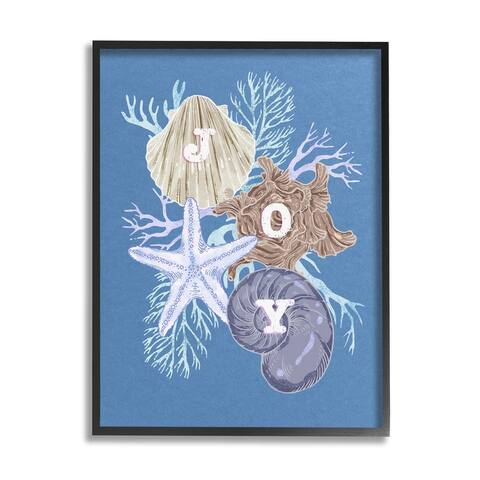 Stupell Industries Joy Nautical Holiday Seashells Framed Giclee Art by Ziwei Li