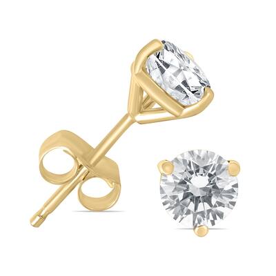 Marquee 14K Yellow Gold 1/4ct TDW Certified Martini Set Round Diamond Solitaire Earrings (K-L, I2-I3)