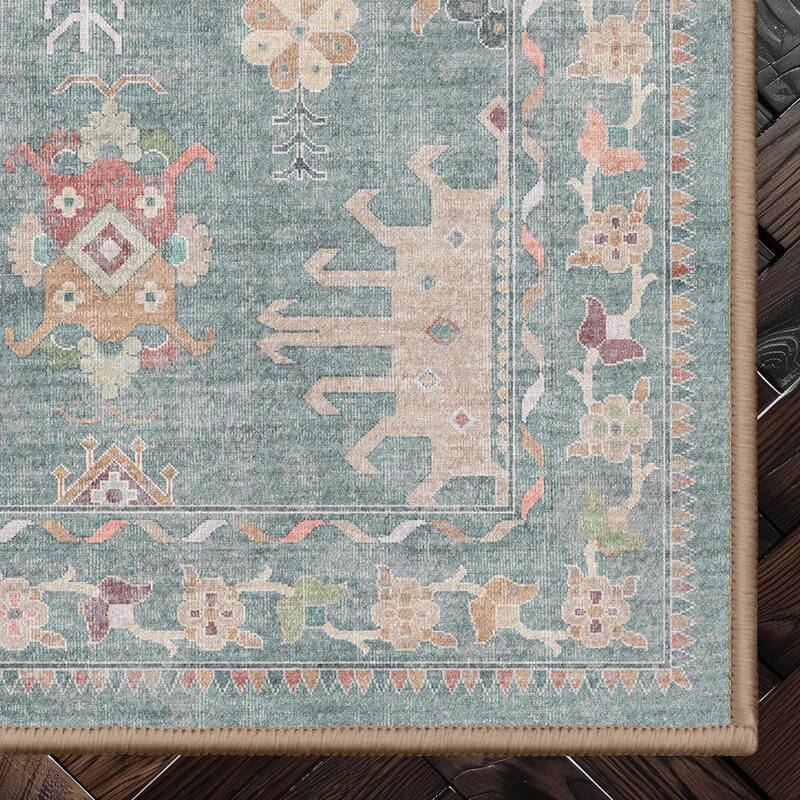 Well Woven Apollo Serapi Delhi Floral Medallion Low Pile Easy Care Rug