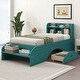 preview thumbnail 10 of 14, Twin Size Wood Platform Bed with 2 Drawers and Storage Headboard