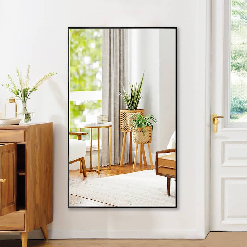 Modern Classic Black Metal Framed Full Length Mirror - 60"Hx36"W