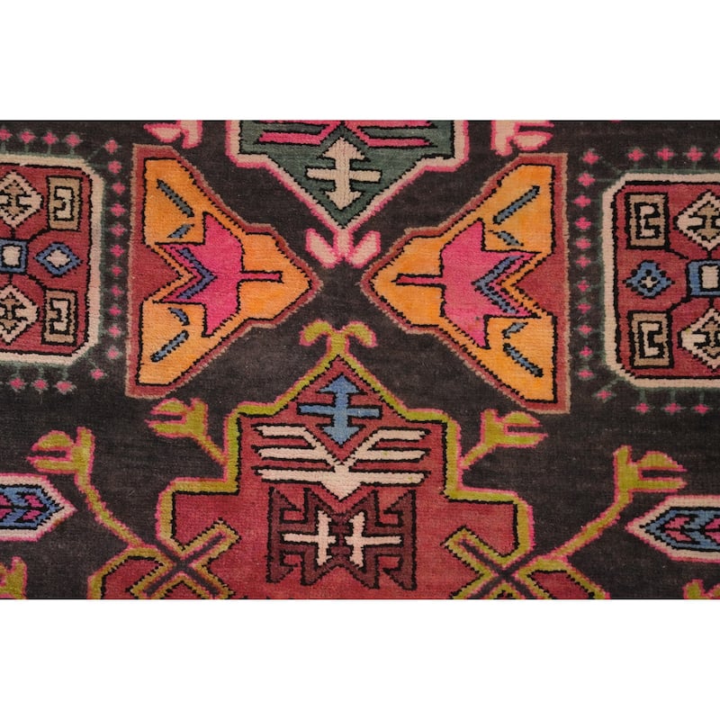 Hand Knotted Oriental 100% Wool Carpet Traditional Geometric Multi-Colored Meshkin Runner Rug - 9' 9'' X 3' 11''