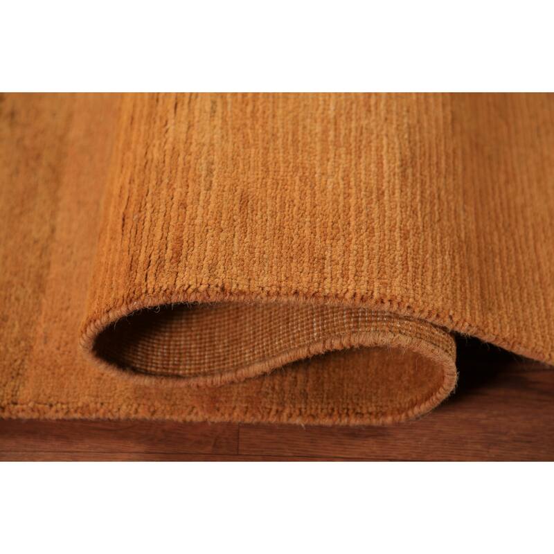 Orange Gabbeh Modern Area Rug Hand-Knotted Oriental Wool Carpet - 5'11" x 6'9"