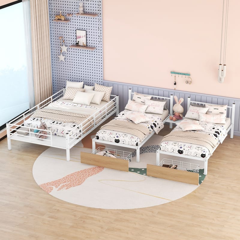 Versatile Full over Twin-Twin Triple Bunk Bed with Staircase and Storage Drawers