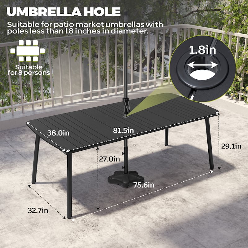 VredHom Outdoor Rectangular Aluminum Dining Table