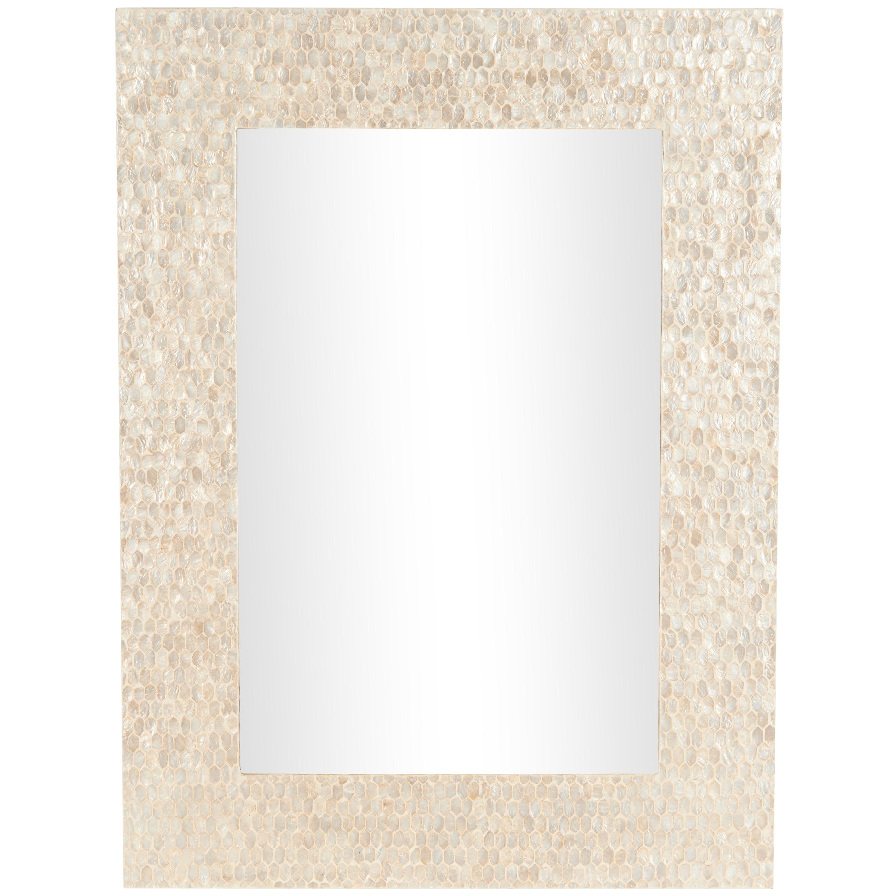 Mother of Pearl Shell Handmade Mosaic Wall Mirror - Cream - Roche