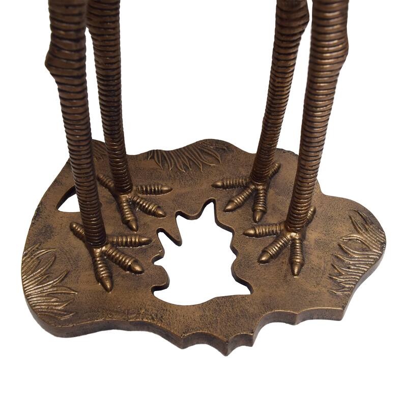 Cast Aluminum 30-in Twin Crane Bird Bath with Leaf Bowl