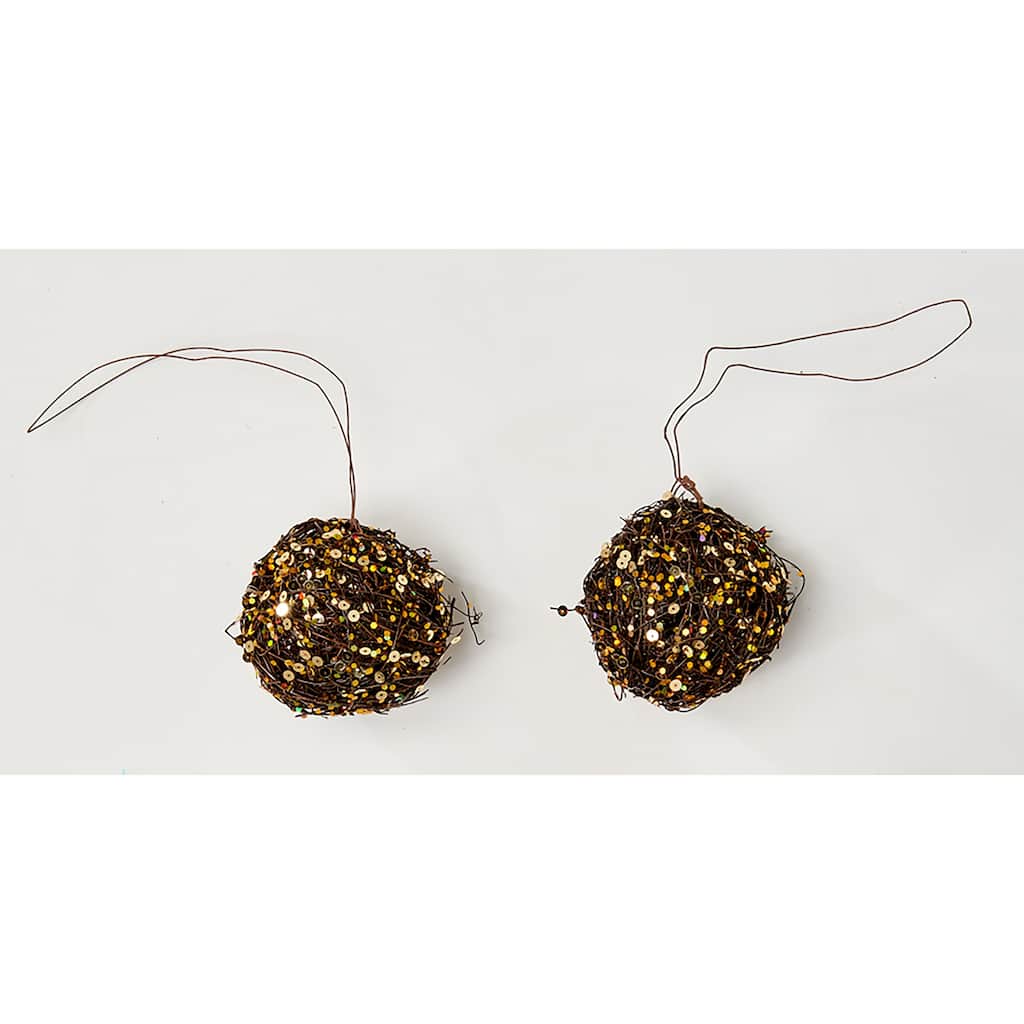 3.5" Sequin Ball Oranament, Set of 2