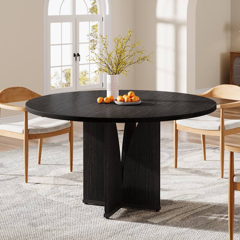 Wooden Large Dining Table, Round Kitchen Table for Dining/Living Room