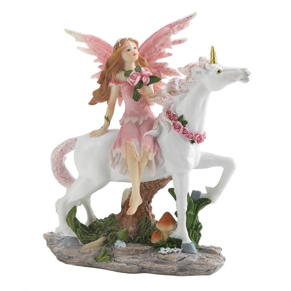 Creative Pink Fairy With Unicorn Figurine