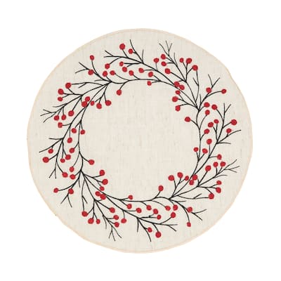 Holiday Cheer Embroidered Berry Placemat (Set of 4)