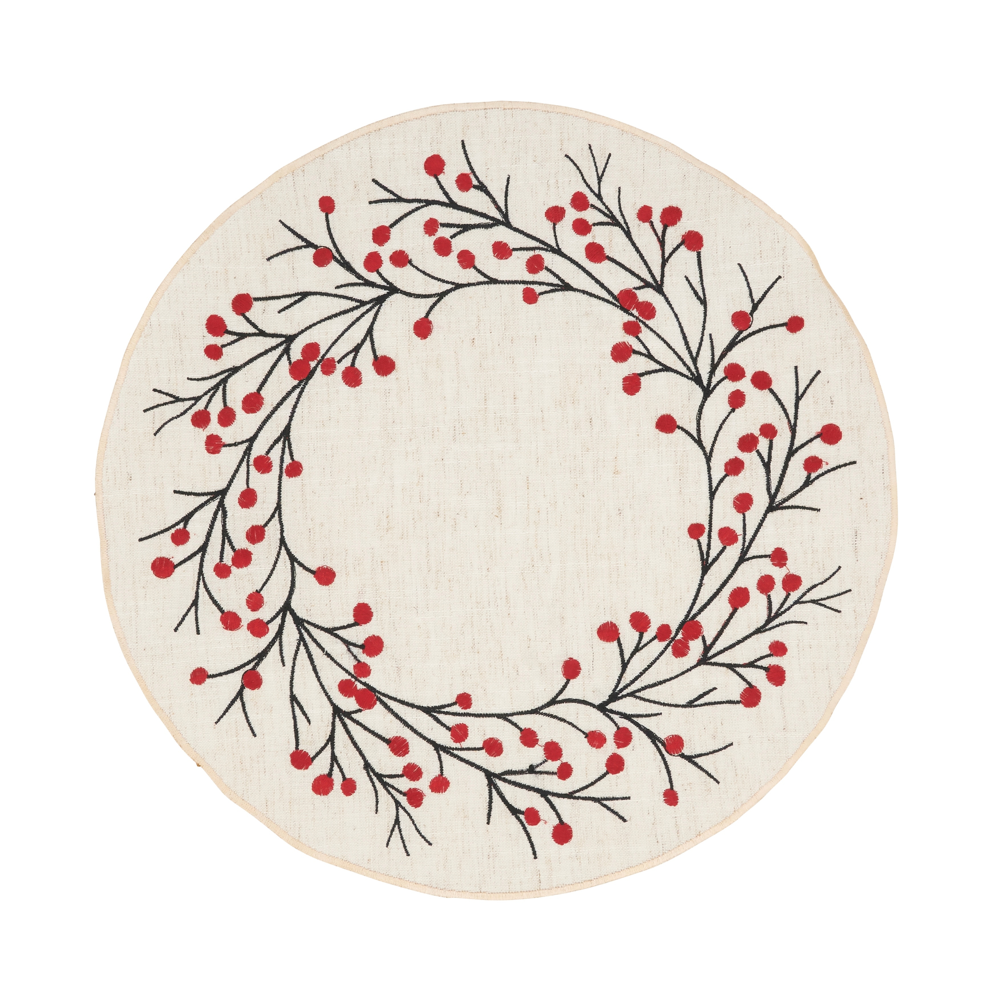 Holiday Cheer Embroidered Berry Placemat (Set of 4)