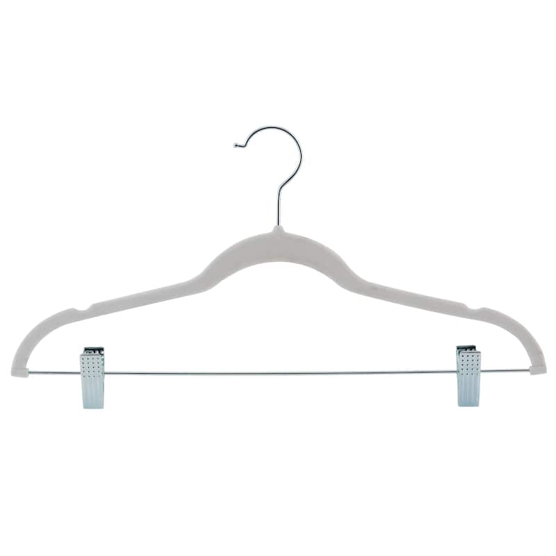 Laura Ashley 12 Pack Velvet Hangers with Clips - White - 16.93" x 9.06"