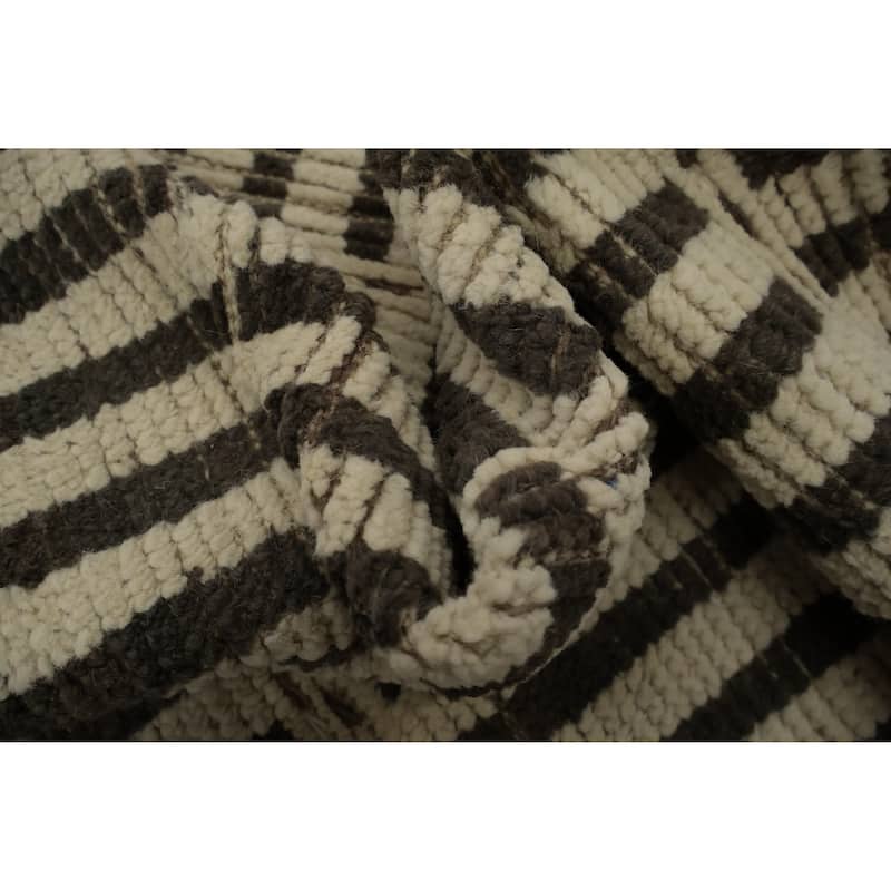 Hand Knotted Oriental 100% Wool Carpet Modern All-Over Beige & Ivories Moroccan Area Rug - 12' 4'' X 8' 10''