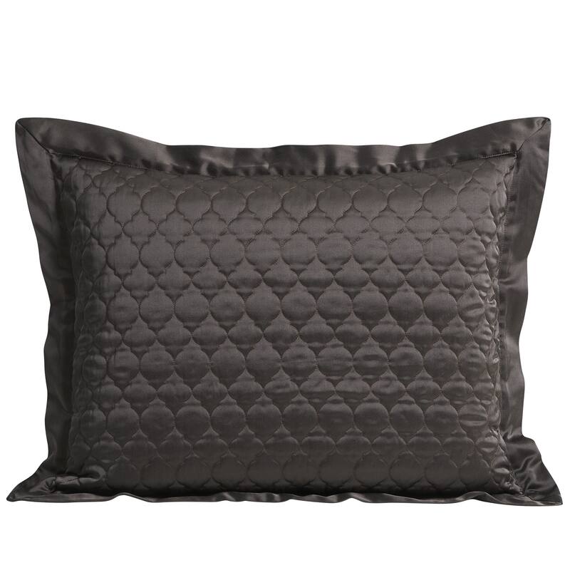 HiEnd Accents High Shine Satin Ogee Quatrefoil Quilt Pillow Sham Set, 2PC