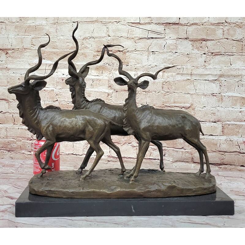 Kudu Antelope Family Gazelle African Deer Bronze Sculpture Figurine Statue