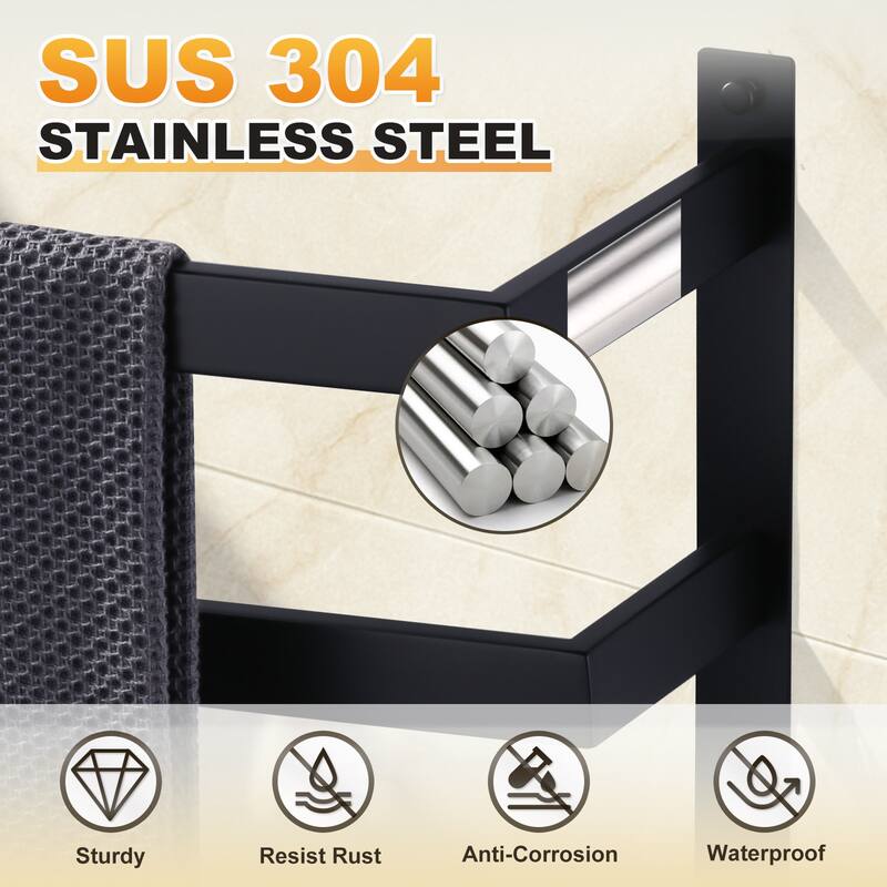 WOWOW Modern Wall-Mounted Stainless Steel Tiered Three-Tier Towel Rack