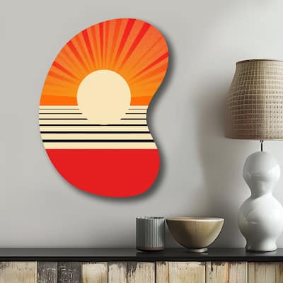 Designart - Minimal Geometric Orange Bold Sunset VI - Abstract Geometric Metal Wall Art - Metal Boom Shape Print