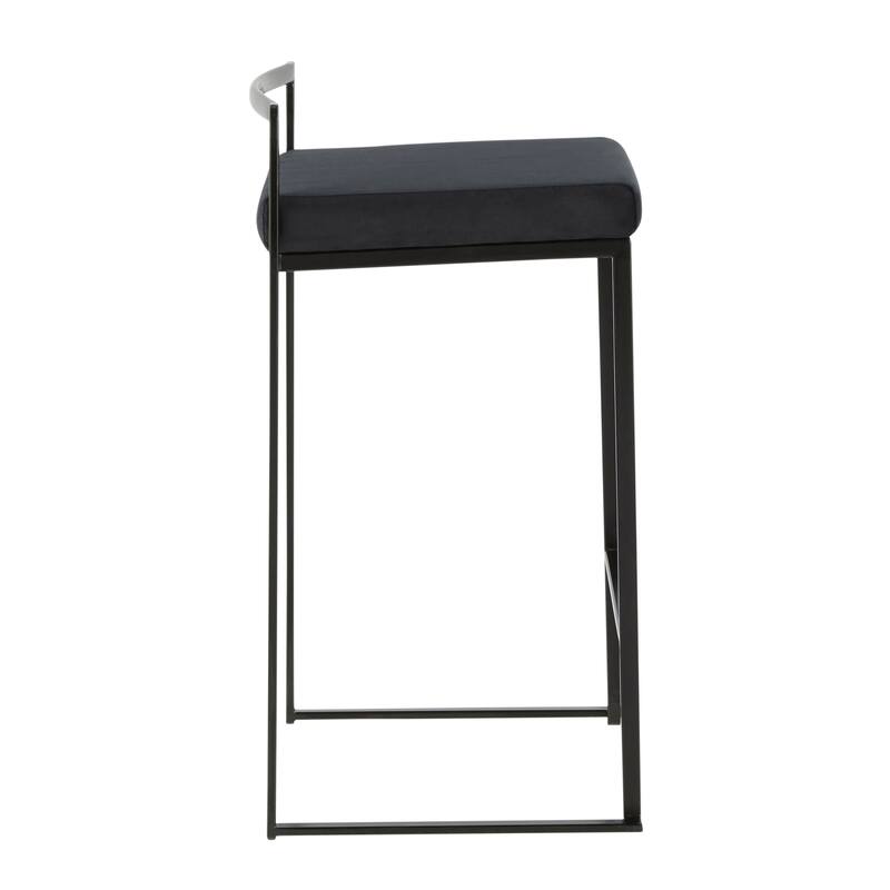 Porch & Den Forrest Contemporary Black Stackable Fully Welded Counter Stool (Set of 2)