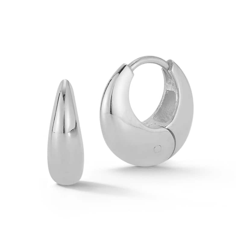 Soleil Sterling Silver Chubby Huggie Hoop Earrings - White