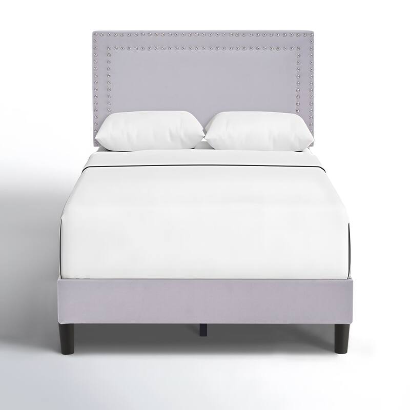 VECELO Upholstered Bed Frames with Height Adjustable Headboard