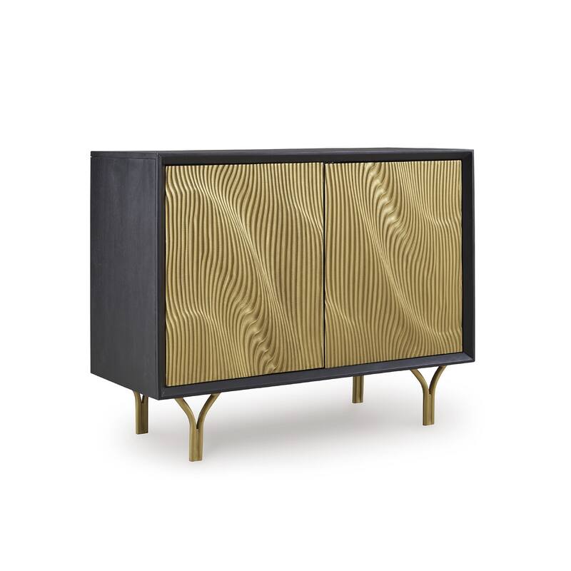 Signature Design by Ashley Tayner Black/Gold Accent Cabinet - 40" W x 17" D x 32" H