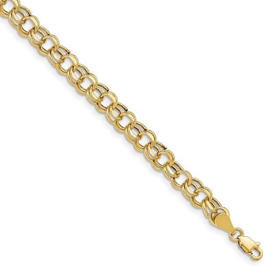 Curata 10k Yellow Gold Lite 5.5mm Double Link Charm Bracelet Options: 7" 8"