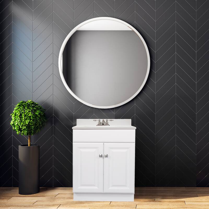 Design House 591164 Wyndham 2-Door Bathroom Vanity with Cultured Marble 4" Centerset White on White Vanity Top - White on White