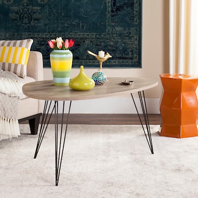 SAFAVIEH Mid-Century Rocco Light Grey / Black Coffee Table - 38" x 25.6" x 19.6" - 38" x 25.6" x 19.6"