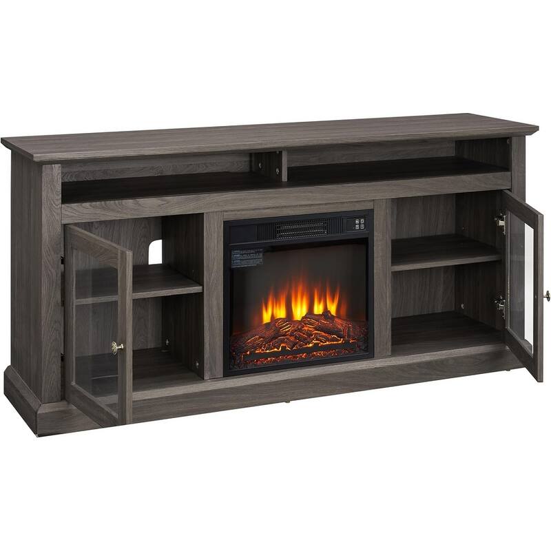 Roomfitters Contemporary TV Media Stand, Modern Entertainment Console, Up to 65" TV, Open & Closed Storage Space