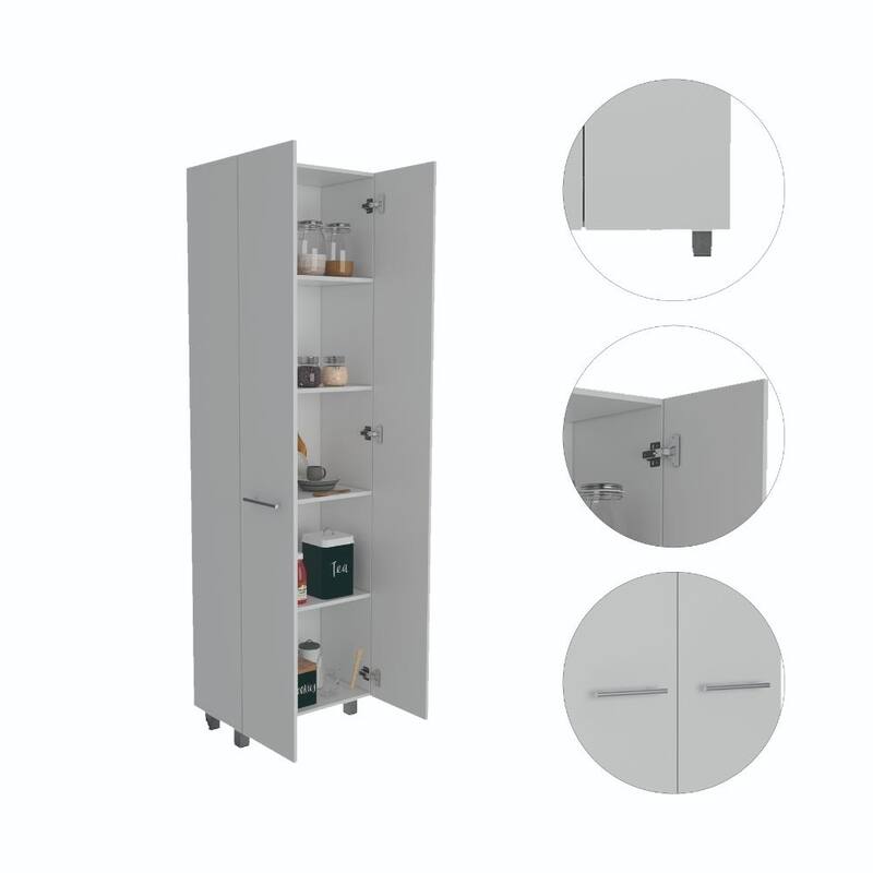 Pantry Cabinet for Kitchen, Five Interior Shelves, Four Legs