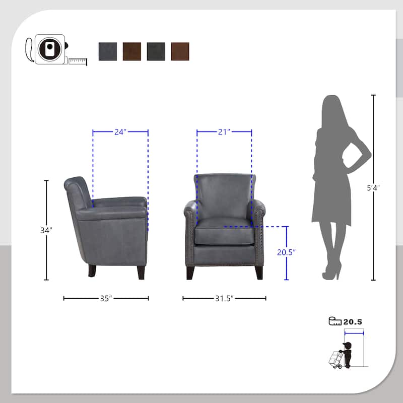 Raya Leather Upholstered Arm Accent Chair