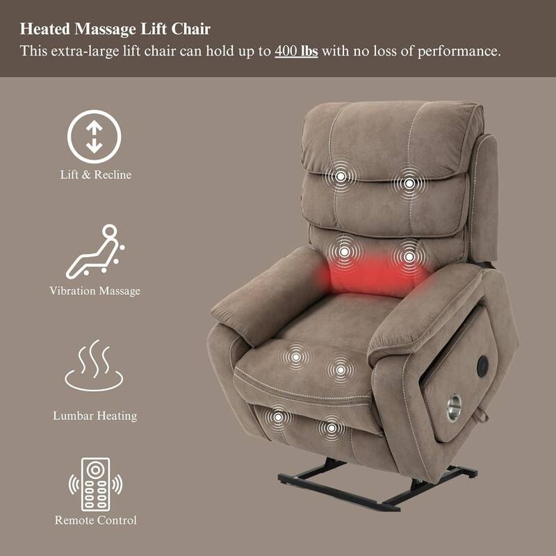 Lift Recliner Oversized Chair with Heat & Massage