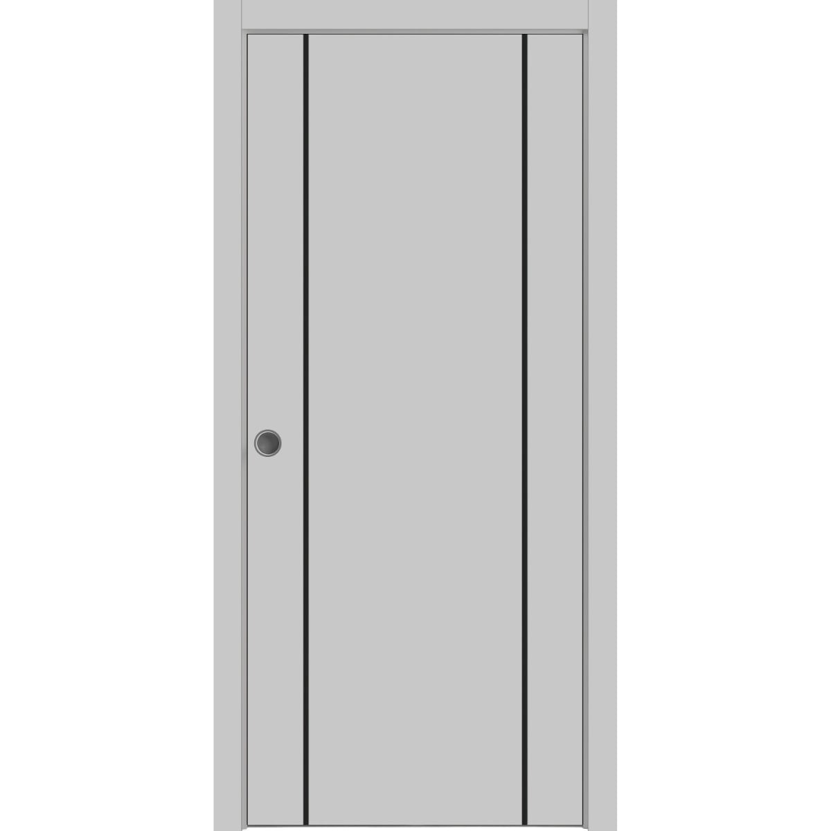SartoDoors Planum 0016 | Interior French Doors French Door | Solid Wood | Hardware Set | 28x80, Grey Matte Bedroom Door