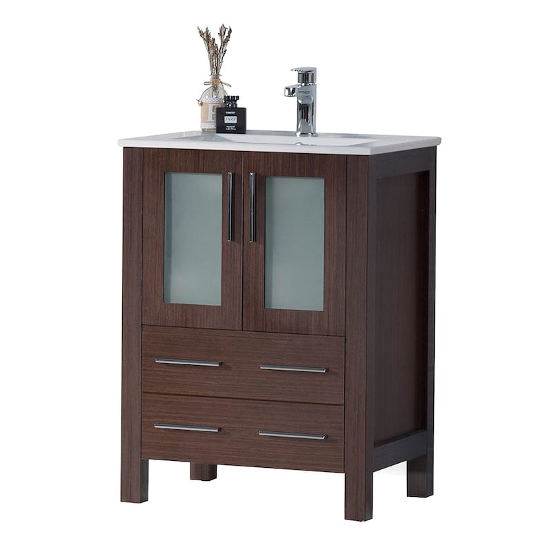 Blossom Solid Wood Double Bathroom Vanity w/ Ceramic Sink & Base