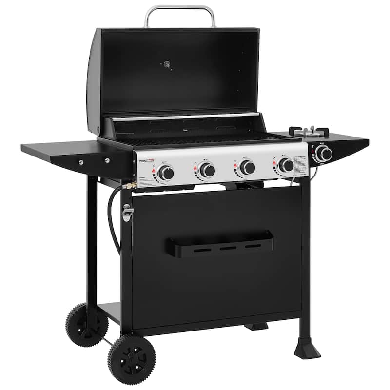 Royal Gourmet 4-Burner Gas Grill with Side Burner&Front Spice Rack