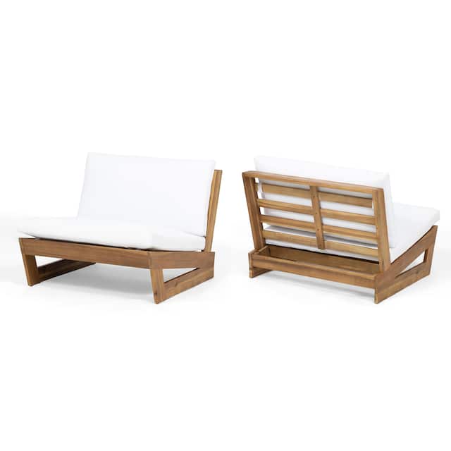 Sherwood Outdoor Club Chairs (Set of 2) by Christopher Knight Home - Teak Finish+White