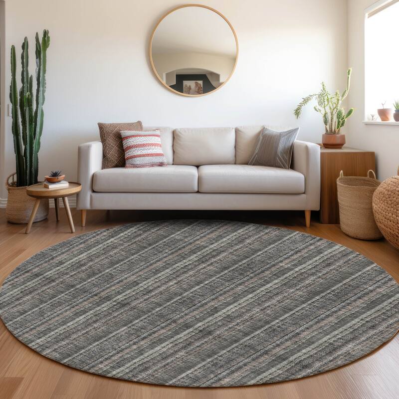 Premium Washable Super Soft Stripe Ombre Mayfield Rug - Gray - 8' x 8'