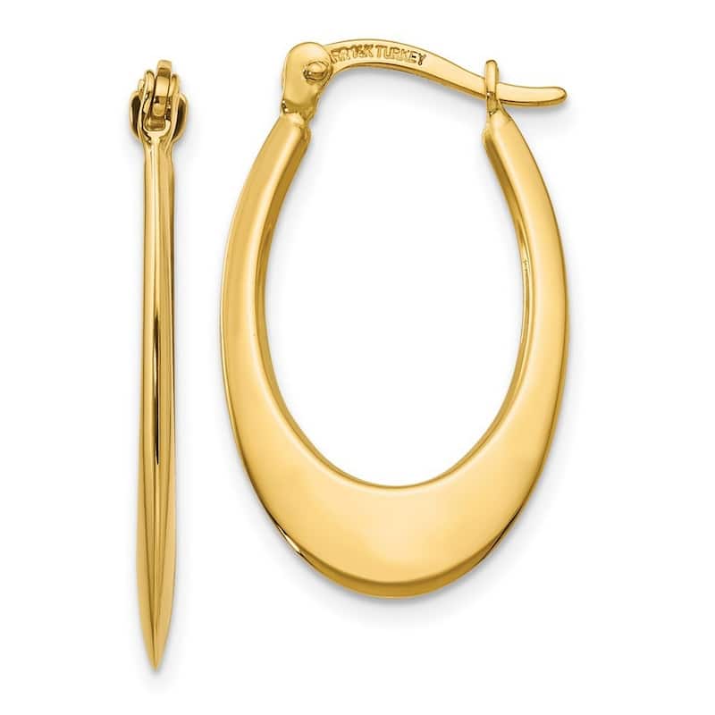 Curata 14k Yellow Gold tube Polished 1x16mm Hoop Earrings