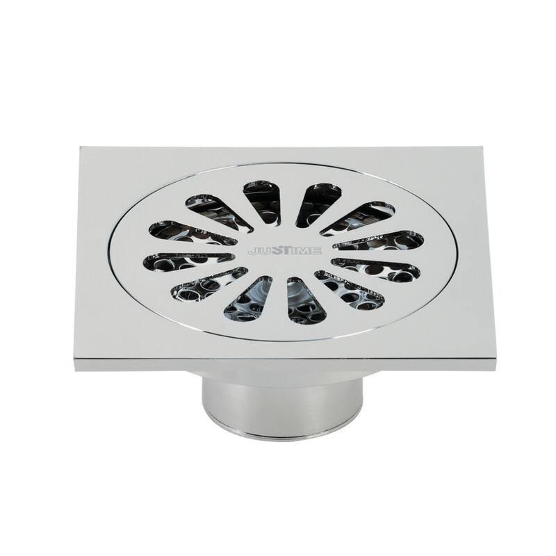 Kingston Brass Watercourse Sunburst 4" Square Grid Shower Drain - Polished Chrome