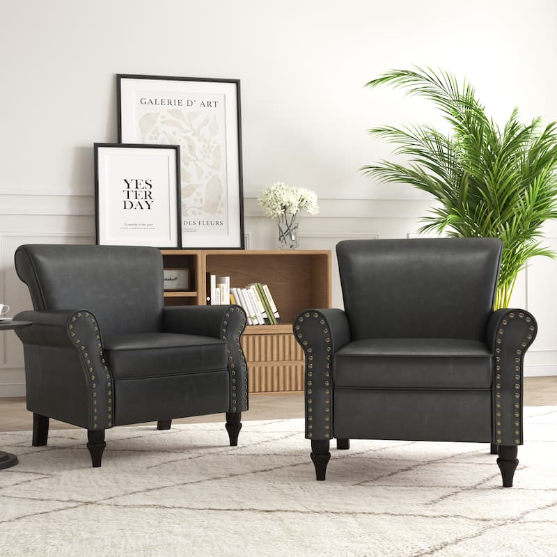 Mid-Century Modern Accent Chairs with Nailhead Trim