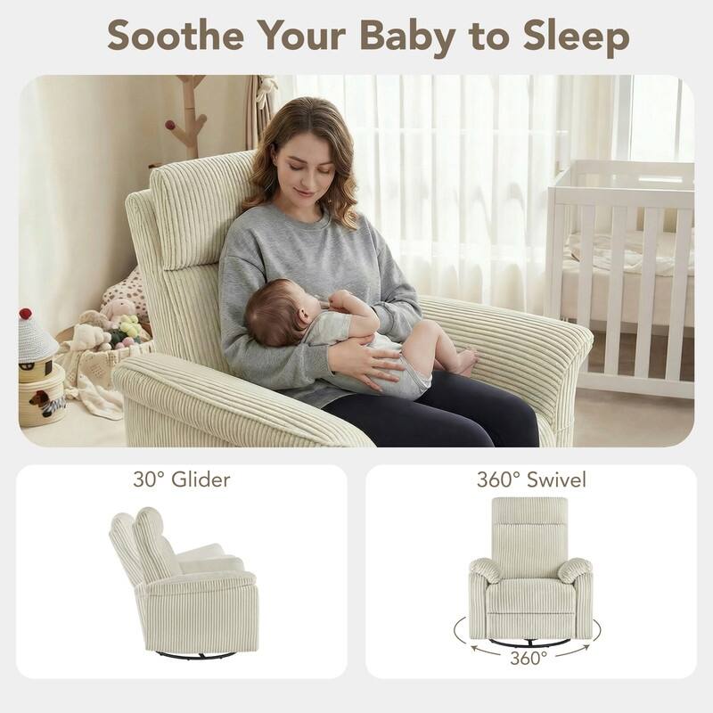 Spruce & Spring Manual Swivel Glider Recliner for Nursery